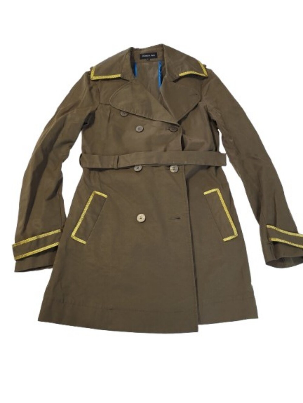 Patrizia Pepe Double Breasted Trench Coat Jacket Olive‎ Green Military Women's